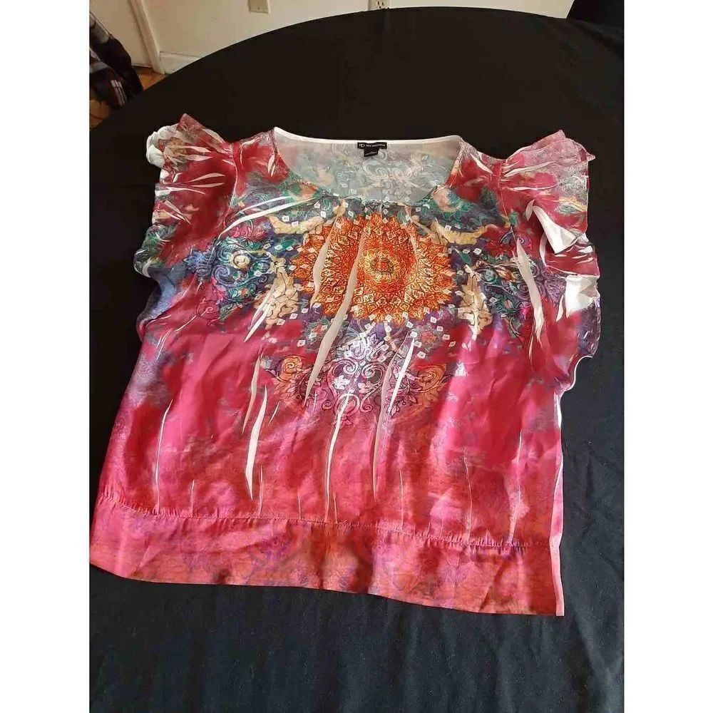 Small New Direction Short Butterfly Sleeve Floral Boho Style Top Blouse Shirt